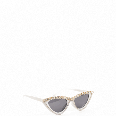White- Crystal Cat-Eye Sunglasses