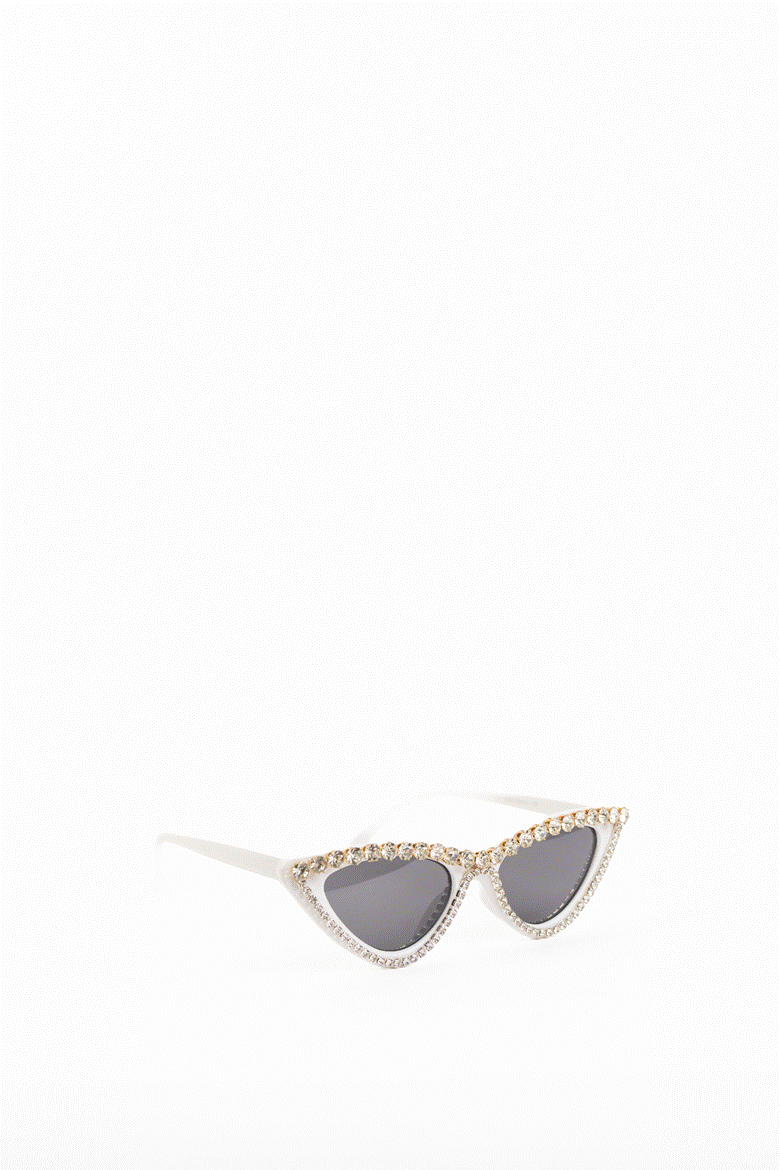 White- Crystal Cat-Eye Sunglasses
